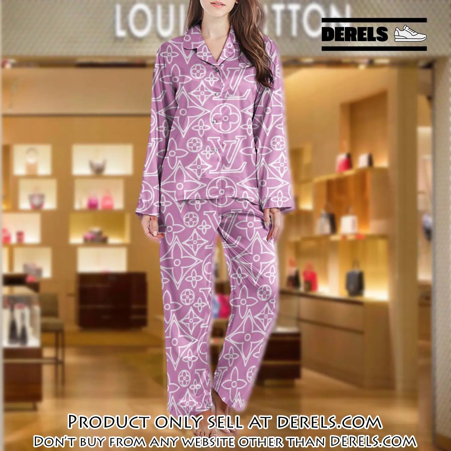 Lv monogram long satin pajama set pjs1029 dr3438853